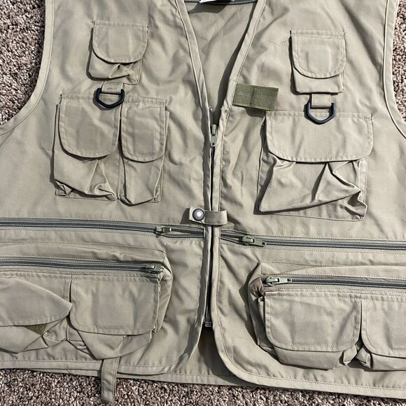 RIO BRAVO Tan Cotton Fly Fishing Tackle Safari Vest Jacket Adult Size XL - Picture 3 of 7